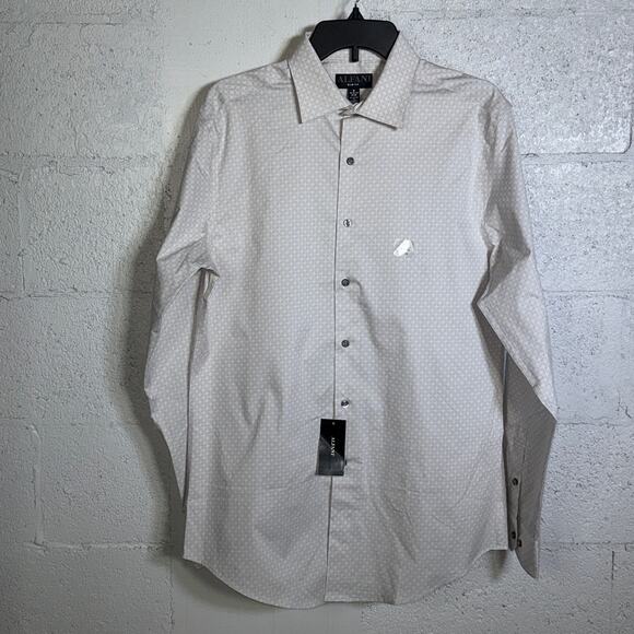 Alfani Men's Slim-Fit Temp Regulating Dress Shirt White/Tan 15-15.5 34-35 $65 - Picture 1 of 6